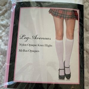 Leg Avenue White Opaque Knee Highs